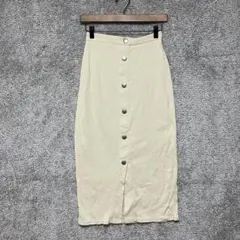 ジーユー　S　リブフロントボタンナローミディスカート　スリット　カジュアル
