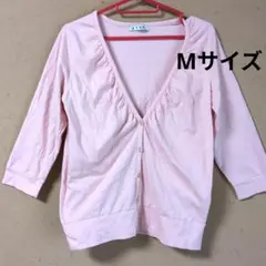 綿９５％ Mサイズ ピンク Vネック カーディガン