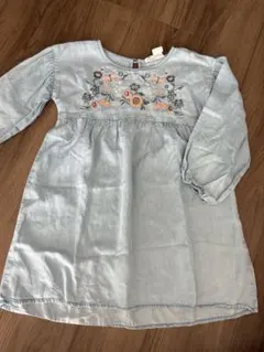 H&M 花柄刺繍　デニムワンピース