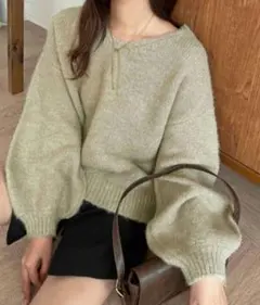 apres jour clair 袖ボリュームニット