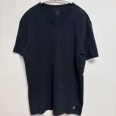 カルバンクライン 半袖Vネック 無地 Tシャツ L 黒 綿 デイリー