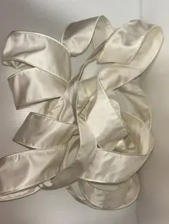 オフホワイトサテンワイヤーエッジリボン約5.5m 未使用品