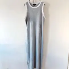 Justify ノースリーブ リブ ロングワンピース グレー タイト S～M