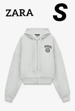 ZARA ハーバード大学クロップドプラッシュ地フーディ