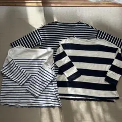 ストライプ 七分袖トップス 3点セット