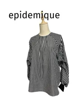 【epidemiqueエピデミーク】バルーンスリーブストライプFREE濃グレーのサムネイル