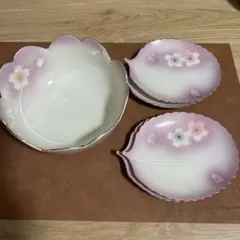 翠　桜柄 鉢と小皿の食器セットのサムネイル