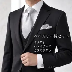 ネクタイ　ペイズリー柄　チーフ　カフス　セット　メンズ　フォーマル　パーティー