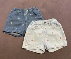 Little WEEKENDリトルウィークエンドデニムショートパンツセット100