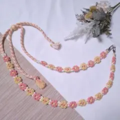 ショルダーストラップ スマホショルダー 長さ調整 お花 マクラメ ハンドメイド