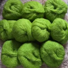 モヘア毛糸　編み物　10玉　手芸　250g　緑色　グリーン