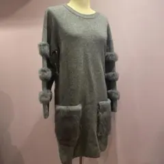 ファー付きニットワンピース