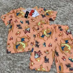 ⭐︎aimerfeel ⭐︎ポケモン 総柄 半袖ルームウェア　ほのおタイプ110㎝