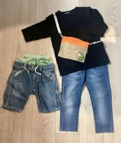 クレードスコープTシャツ、デニムアンドダンガリーパンツ他　3枚セット100サイズ