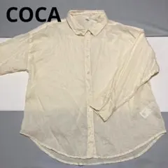 コカ　COCA クリーム色 黄色　Mサイズ 長袖シャツ ガーゼシャツ　春　夏