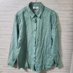 【XL】UNIQLO ユニクロ プレミアムリネンシャツ グリーン