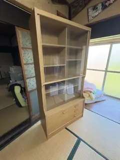 昭和レトロ 本棚 食器棚 ガラス戸 飾り棚 水屋 古家具 当時物 アンティーク