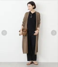 MUSE ドゥーズィエムクラス　ロングカーディガン　カーキ