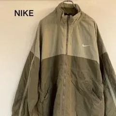 【レア】ナイキ ナイロンジャケット 銀タグ 90s カーキ 刺繍 XL 古着