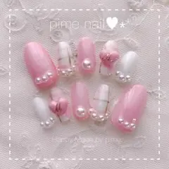 パステルピンクチェックハートイニシャル