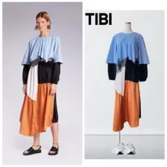 新品 13万 TIBI ティビ レイヤー ロング ワンピース 00