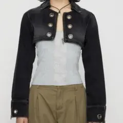 LAGUA GEM CROPPED EYELET DENIM ジャケット 黒 - メルカリ