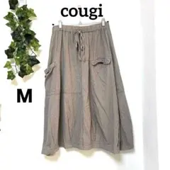 【ゴージ】デニムフレアスカート ウエストゴム 大きめポケット ストライプ Ｍ