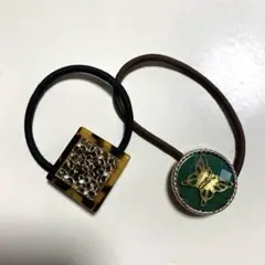 中古　ブラウンとゴールドのカジュアルなヘアゴムセット