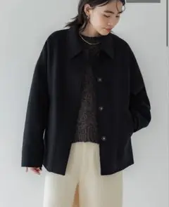 crewre クルーレ　カスタムメルトンマキシコート　ブラック2 crewre online shop / カスタムメルトンマキシコート