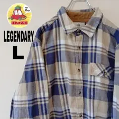 USA古着 LEGENDARY ネルシャツ　L ベージュ　ネイビー