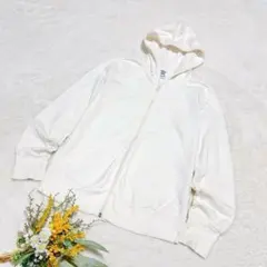 【ユニクロ】UNIQLO レディース フード付きパーカー ホワイト L