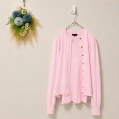 PLST アンサンブルニット カーディガン 半袖ニット ピンク M オフィスのサムネイル