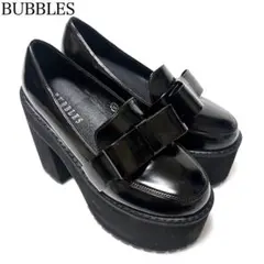 BUBBLES バブルス ローファー 厚底 リボン ブラック エナメル 36