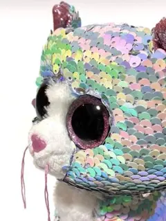 【カワイイ】Ty ホログラムスパンコール猫ぬいぐるみ 約18cmのサムネイル