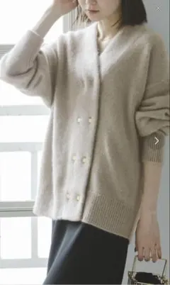 YAK/ヤク ダブルボタンニットカーディガン　グレー