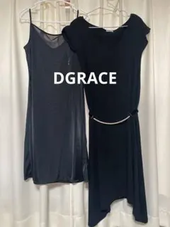 ワンピース　半袖　インナー　スリップ付き　黒　　パールリボン付き　上品　きれいめ