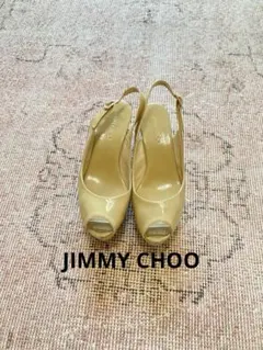 JIMMY CHOO（ジミーチュウ）ベージュエナメルサンダル＊サイズ36