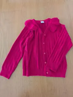 petit main ピンク フリル襟 カーディガン