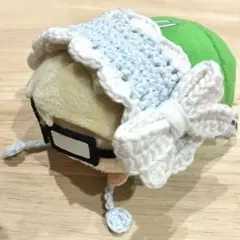 ぬい服　ヘッドドレス　リボン　水色k✖️ホワイトk