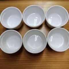 小さなココット皿　ホワイト　陶器製ストライプ模様皿6個セット