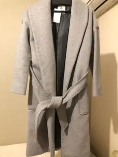 ナノユニバースのグレーウールロングコート ベルト付き
