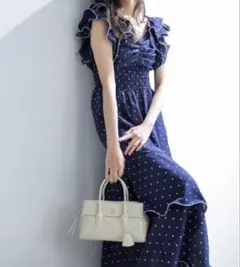 リリーブラウン ラッフルフリルフレアワンピース ドット 0 新品未使用