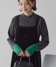 バイパチ袖配色リブプルオーバー チャコールグレー L アメリカンホリック 完売品