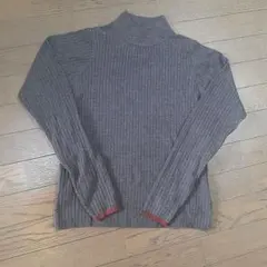 グレー　 リブ編み　 ハイネックセーター　M