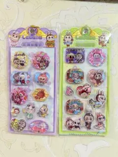 新品可愛水と星入りボンボンドロップシール2枚セット ぷっくりシール 3Dシ