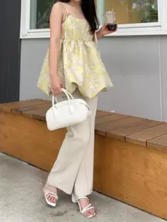 【美品】神戸レタス　ジャガードペプラムバルーントップス ビスチェ チュニックのサムネイル