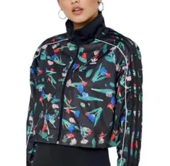 adidas トラックジャケット　ショート丈　ジャージ　クロップド丈　花柄
