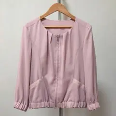 アンタイトル　薄手ブルゾン　七分袖　くすみピンク　Ｓ