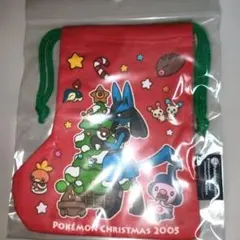 ルカリオ ミニブーツ巾着赤 ポケモンセンター クリスマス 2005年 新品未使用のサムネイル