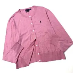 【美品】ポロラルフローレン　長袖　ニットカーディガン　ロゴ刺繍　大きいサイズXL